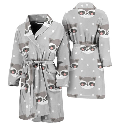 Raccoon Pattern Print Design A04 Men Bathrobe-JORJUNE.COM