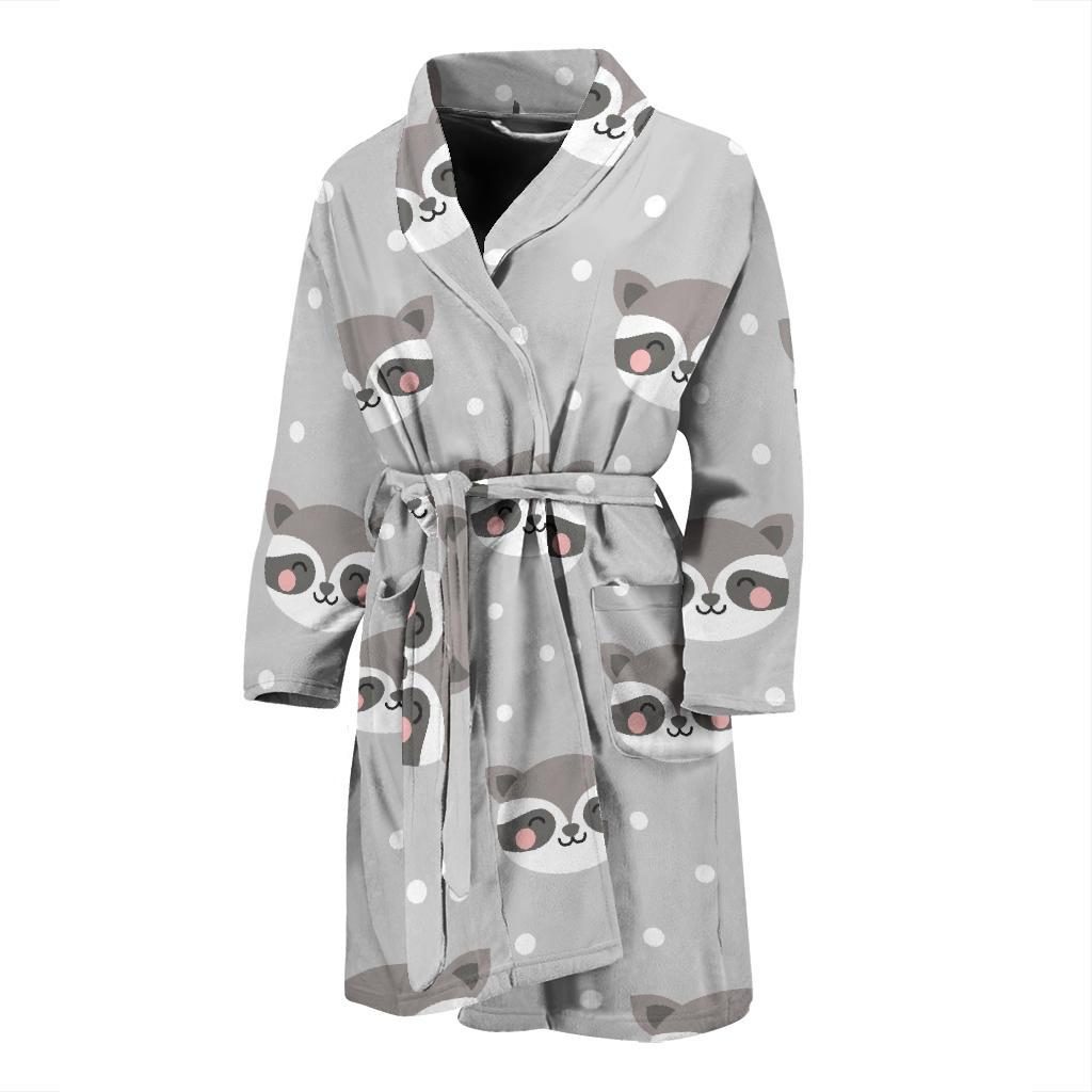 Raccoon Pattern Print Design A04 Men Bathrobe-JORJUNE.COM