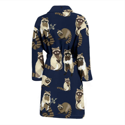 Raccoon Pattern Print Design A06 Men Bathrobe-JORJUNE.COM