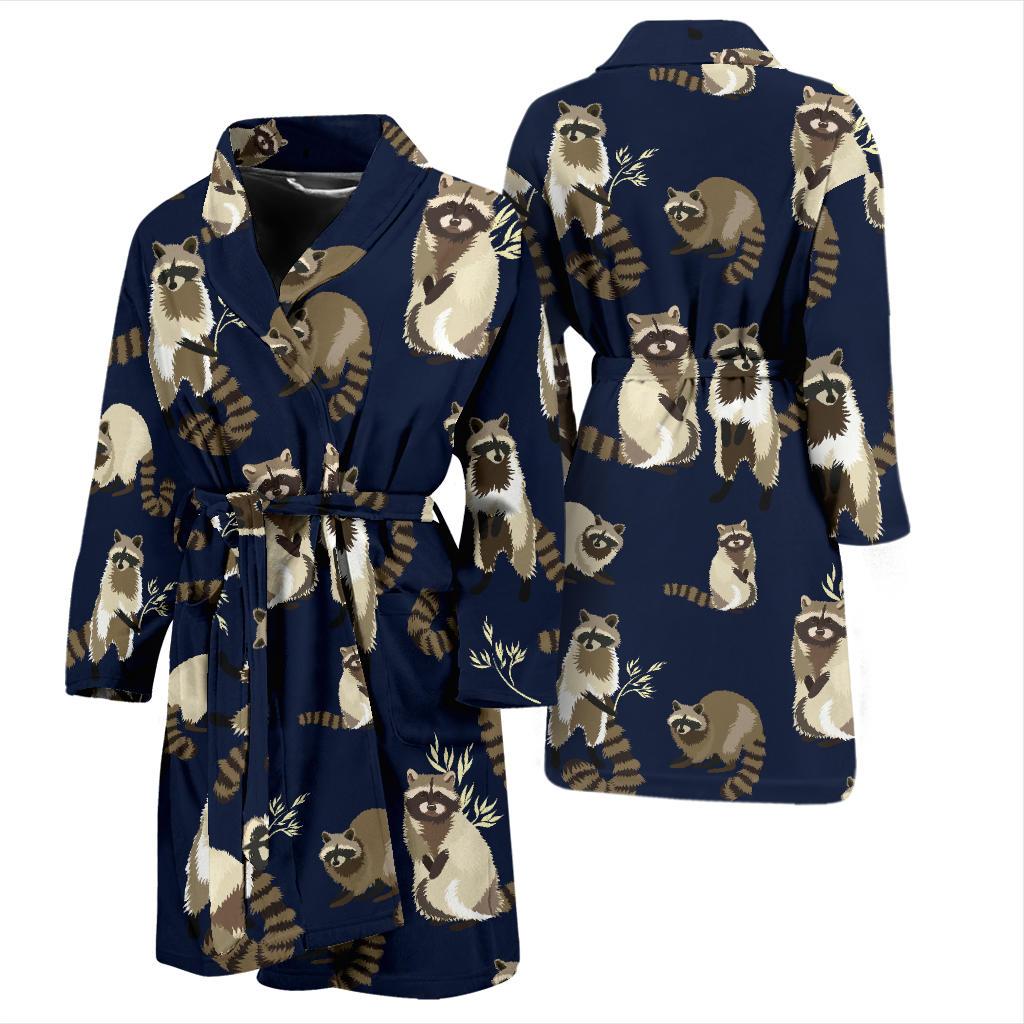 Raccoon Pattern Print Design A06 Men Bathrobe-JORJUNE.COM