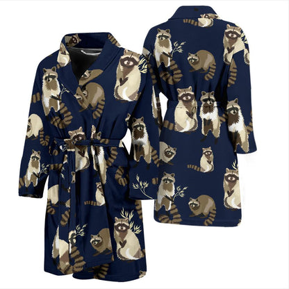 Raccoon Pattern Print Design A06 Men Bathrobe-JORJUNE.COM