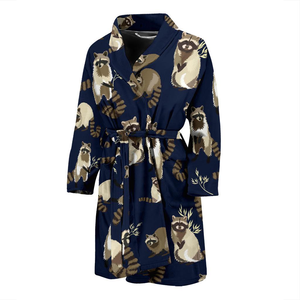 Raccoon Pattern Print Design A06 Men Bathrobe-JORJUNE.COM