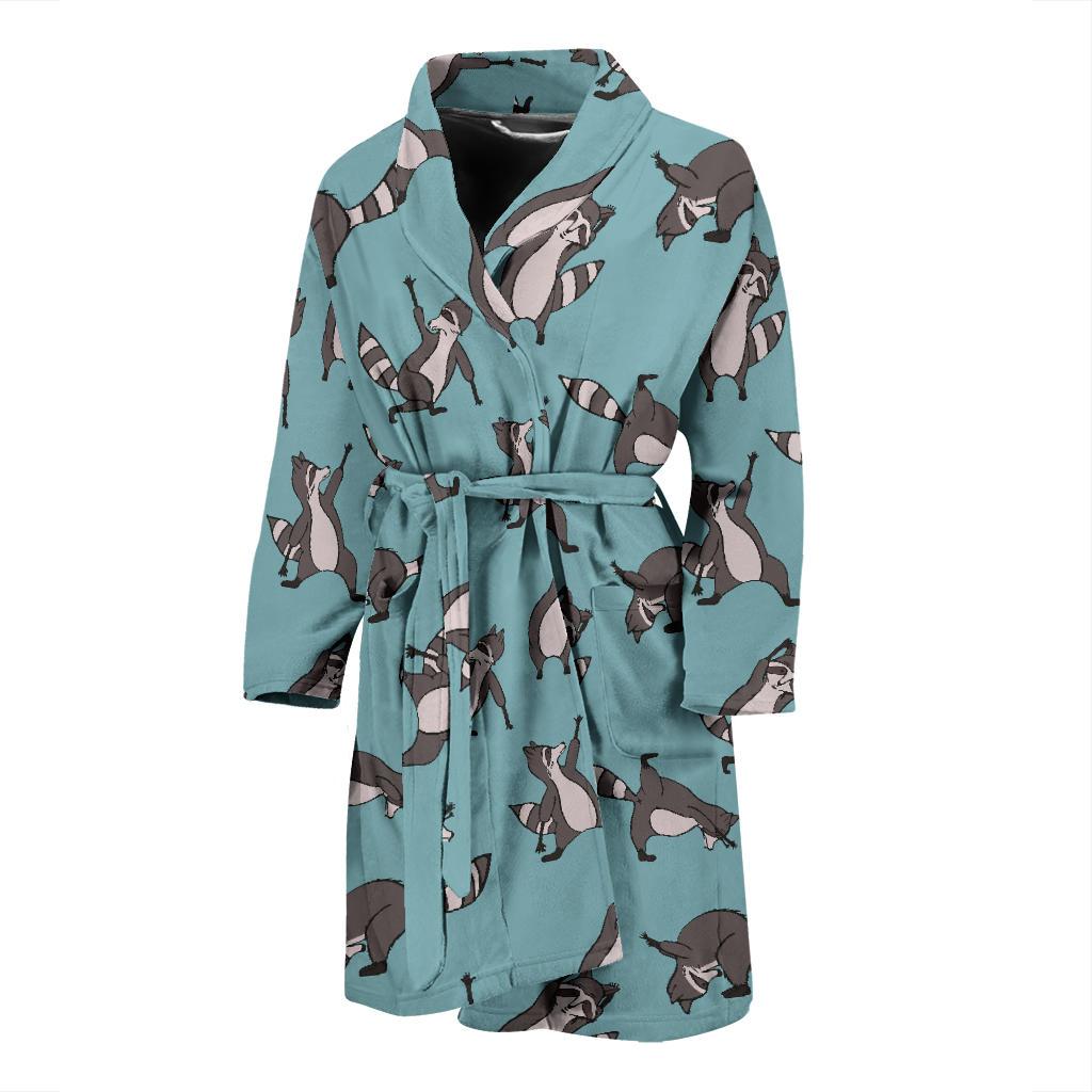 Raccoon Pattern Print Design A07 Men Bathrobe-JORJUNE.COM