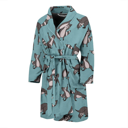 Raccoon Pattern Print Design A07 Men Bathrobe-JORJUNE.COM