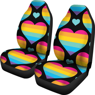 Rainbow Heart Print Pattern Universal Fit Car Seat Covers