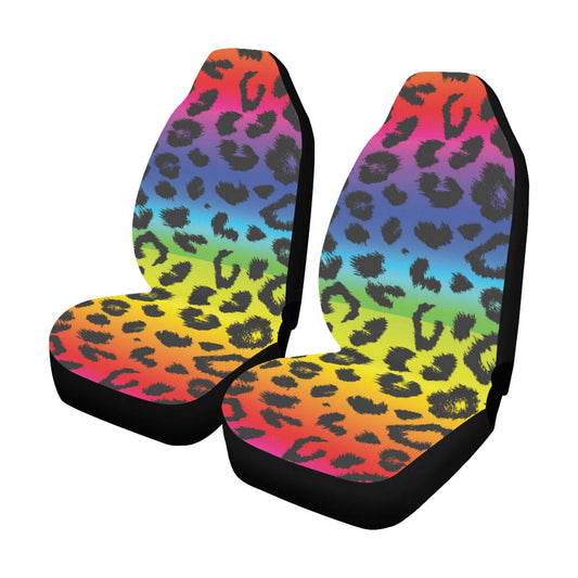 Rainbow Leopard Pattern Print Design A01 Car Seat Covers (Set of 2)-JORJUNE.COM