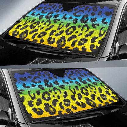 Rainbow Leopard Pattern Print Design A01 Car Sun Shades-JORJUNE.COM