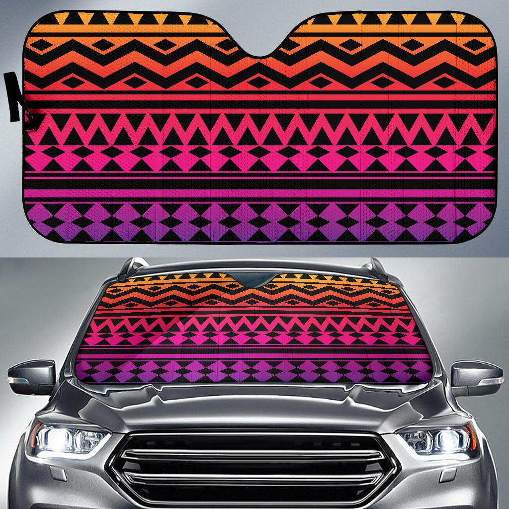Rainbow Tribal Pattern Print Design A02 Car Sun Shades-JORJUNE.COM
