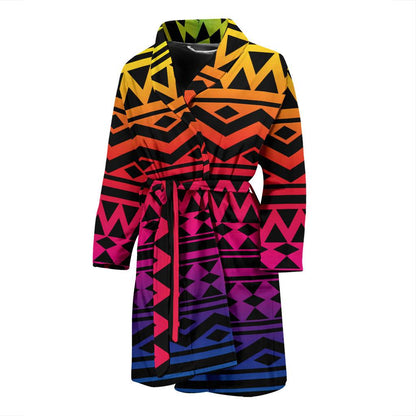Rainbow Tribal Pattern Print Design A02 Men Bathrobe-JORJUNE.COM