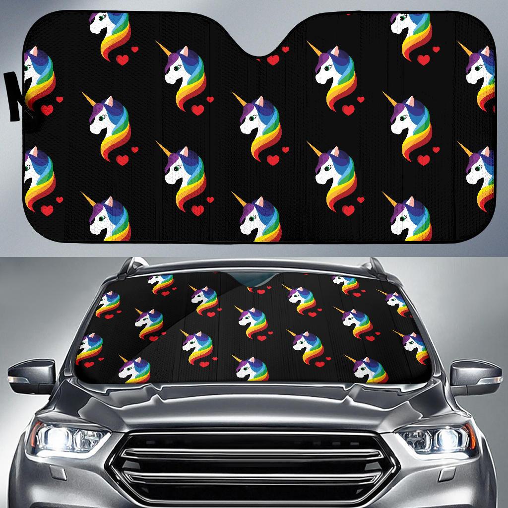 Rainbow Unicorn Pattern Print Design A03 Car Sun Shades-JORJUNE.COM