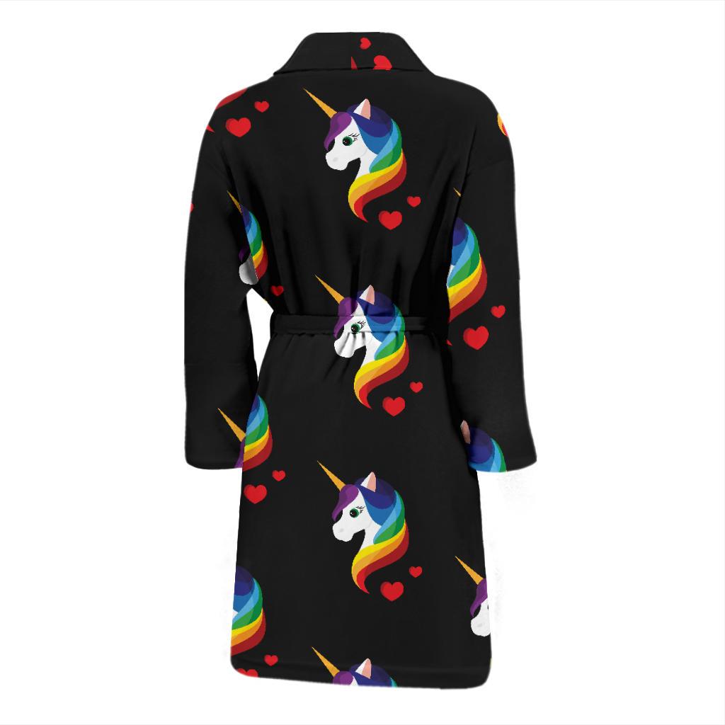 Rainbow Unicorn Pattern Print Design A03 Men Bathrobe-JORJUNE.COM