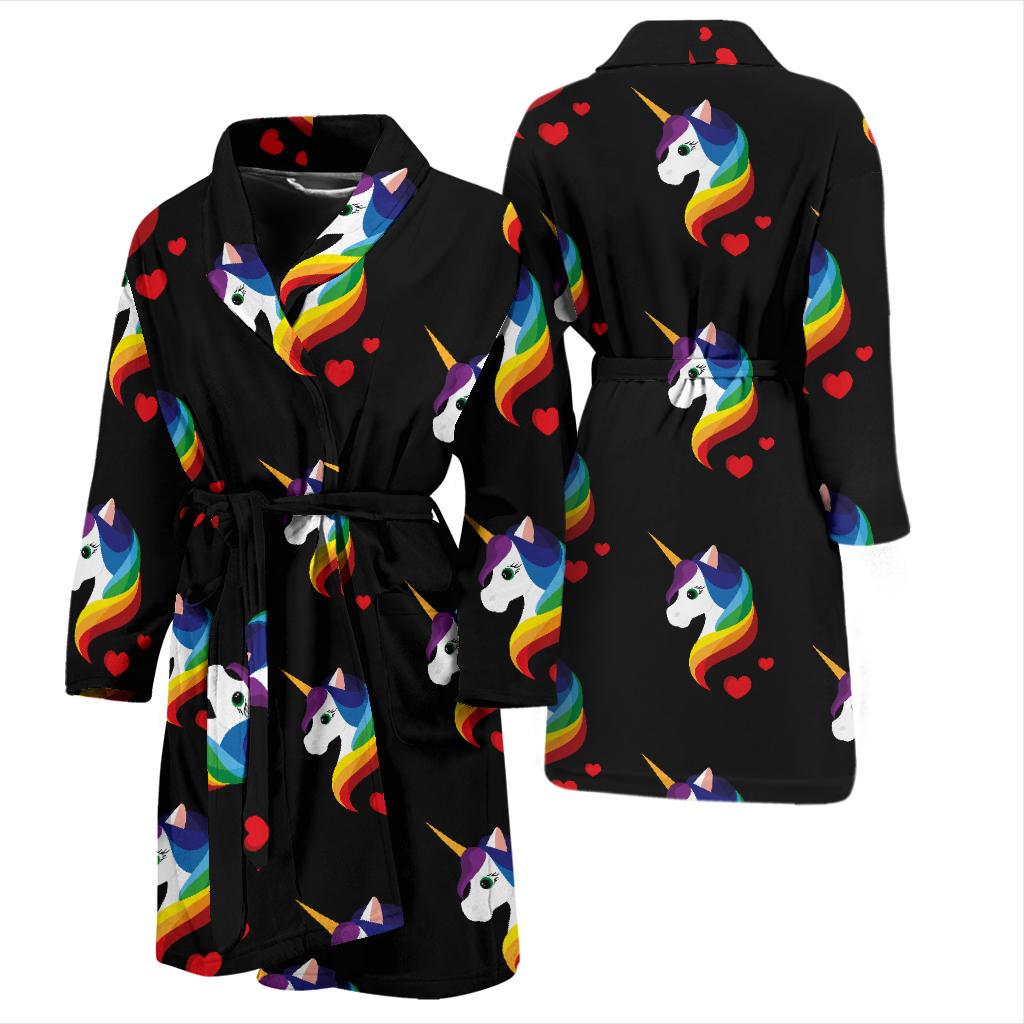 Rainbow Unicorn Pattern Print Design A03 Men Bathrobe-JORJUNE.COM