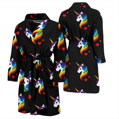 Rainbow Unicorn Pattern Print Design A03 Men Bathrobe-JORJUNE.COM