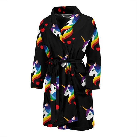 Rainbow Unicorn Pattern Print Design A03 Men Bathrobe-JORJUNE.COM