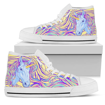 Rainbow Unicorn Women High Top Canvas Shoes