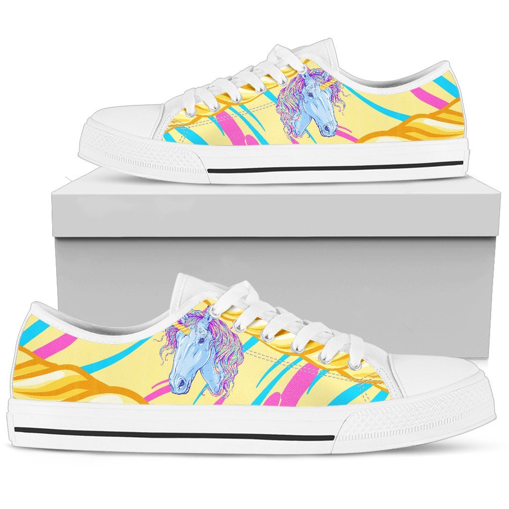 Rainbow Unicorn Women Low Top Canvas Shoes