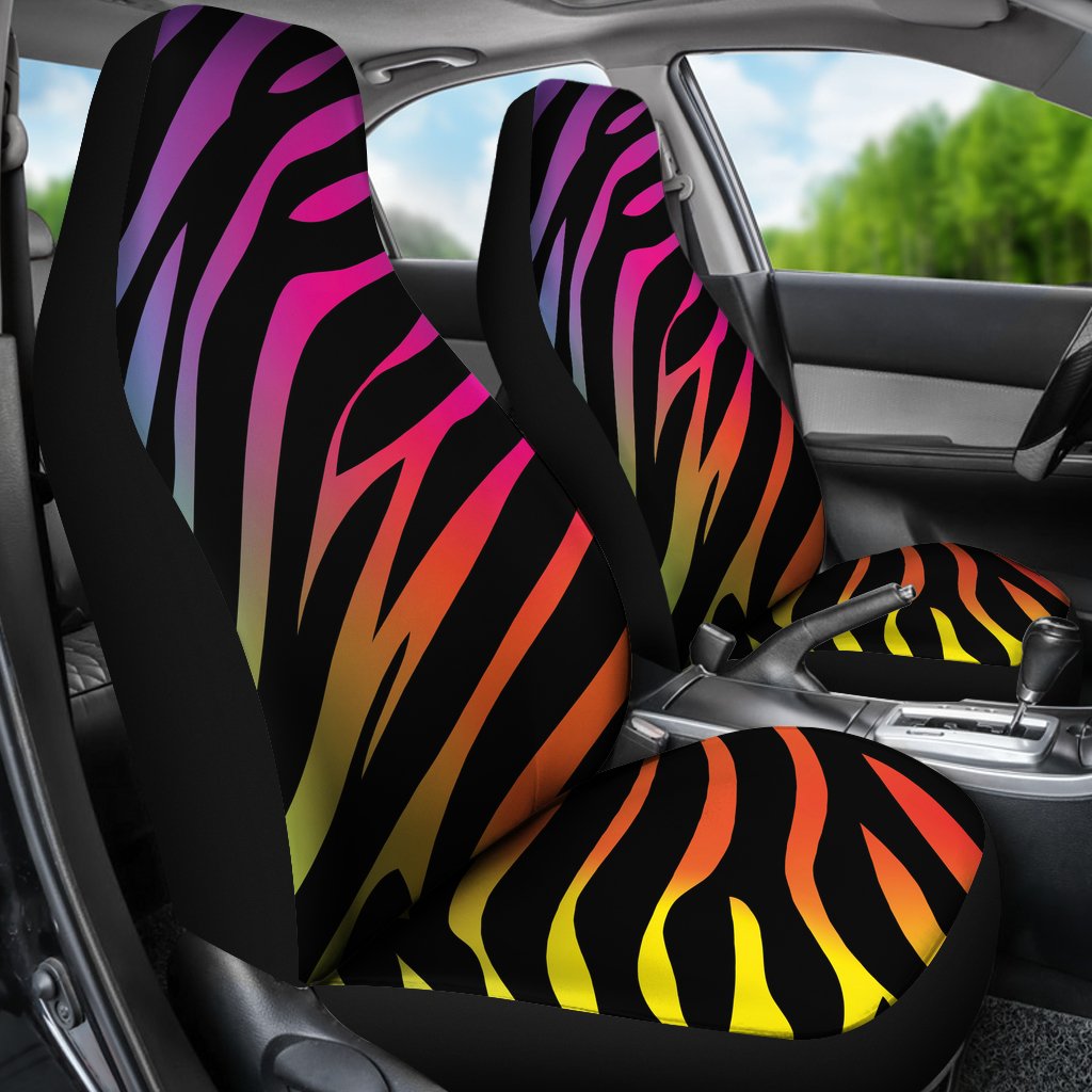 Rainbow Zebra Themed Print Universal Fit Car Seat Covers - JorJune