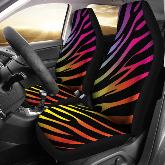 Rainbow Zebra Themed Print Universal Fit Car Seat Covers