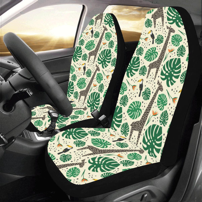 Rainforest Giraffe Pattern Print Design A02 Car Seat Covers (Set of 2)-JORJUNE.COM