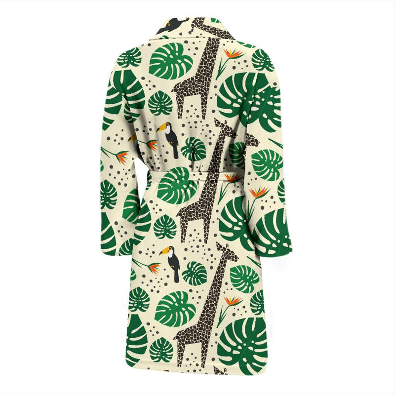 Rainforest Giraffe Pattern Print Design A02 Men Bathrobe-JORJUNE.COM