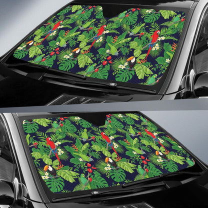 Rainforest Parrot Pattern Print Design A03 Car Sun Shades-JORJUNE.COM