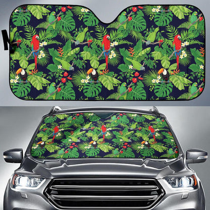 Rainforest Parrot Pattern Print Design A03 Car Sun Shades-JORJUNE.COM