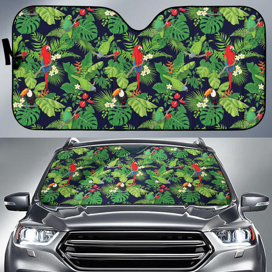 Rainforest Parrot Pattern Print Design A03 Car Sun Shades-JORJUNE.COM
