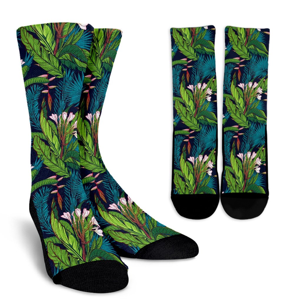 Rainforest Pattern Print Design RF01 Crew Socks-JORJUNE.COM