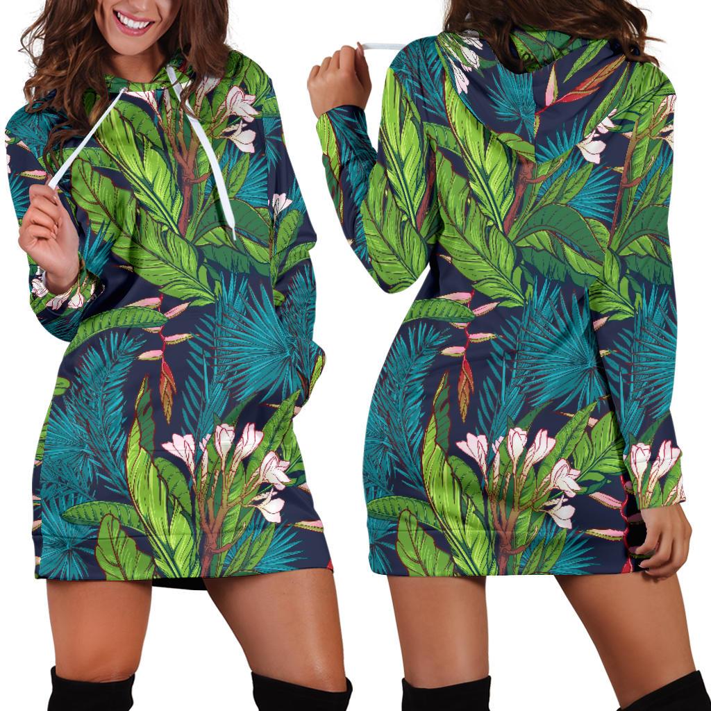 Rainforest Pattern Print Design RF01 Women Hoodie Dress