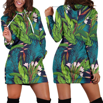 Rainforest Pattern Print Design RF01 Women Hoodie Dress