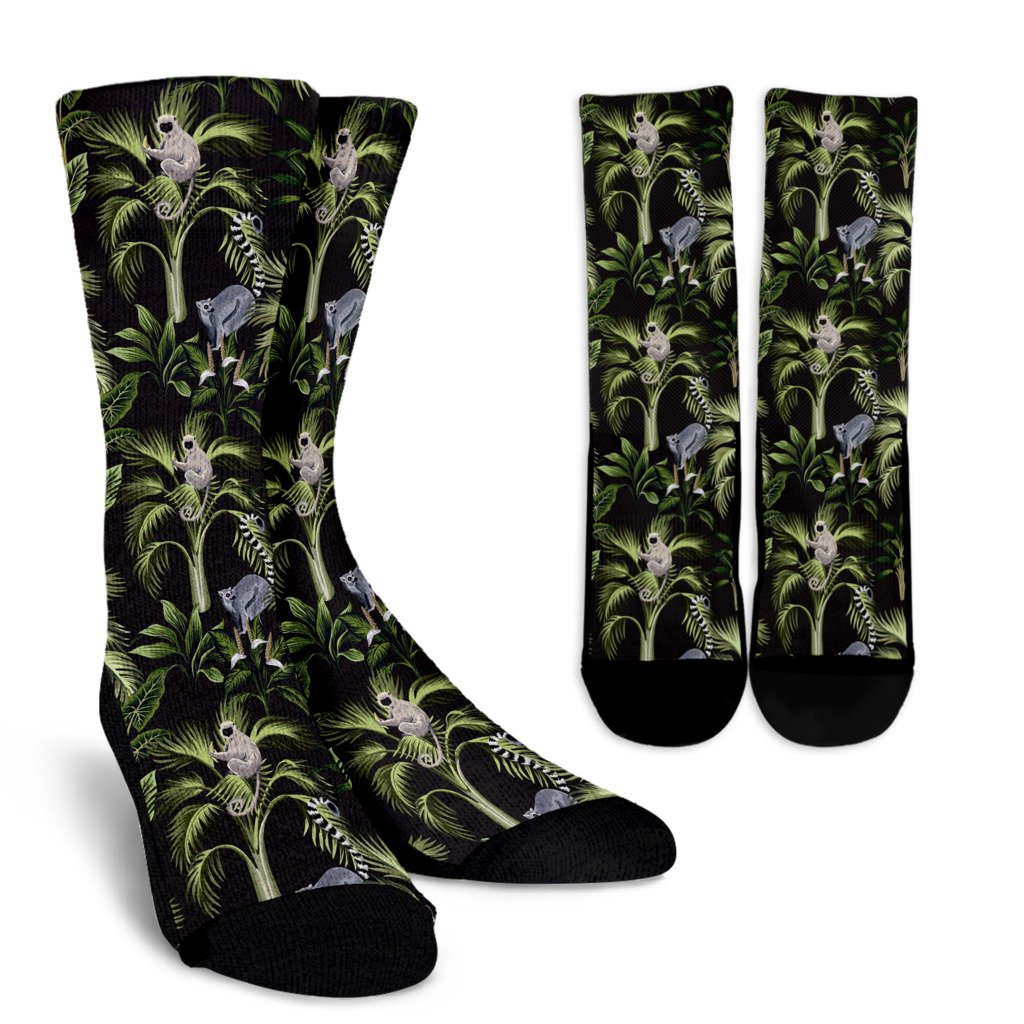Rainforest Pattern Print Design RF05 Crew Socks-JORJUNE.COM