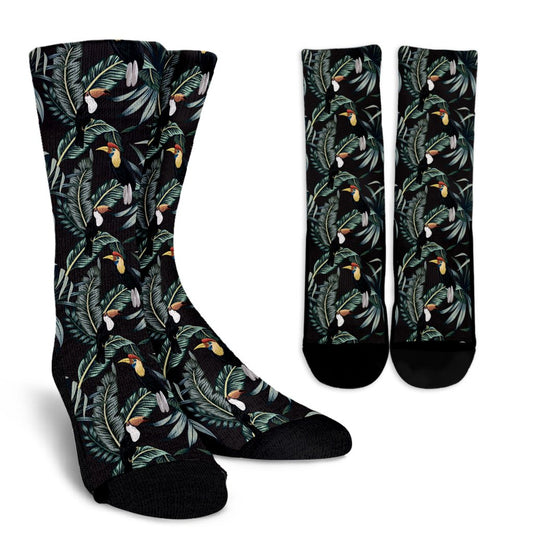 Rainforest Pattern Print Design RF06 Crew Socks-JORJUNE.COM