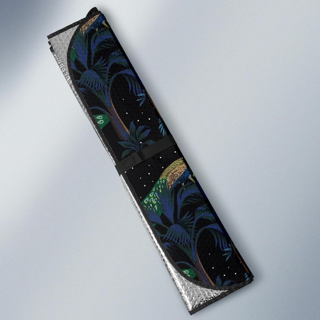 Rainforest Peacock Pattern Print Design A04 Car Sun Shades-JORJUNE.COM