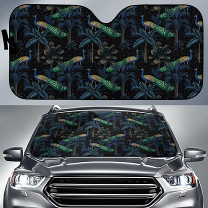Rainforest Peacock Pattern Print Design A04 Car Sun Shades-JORJUNE.COM