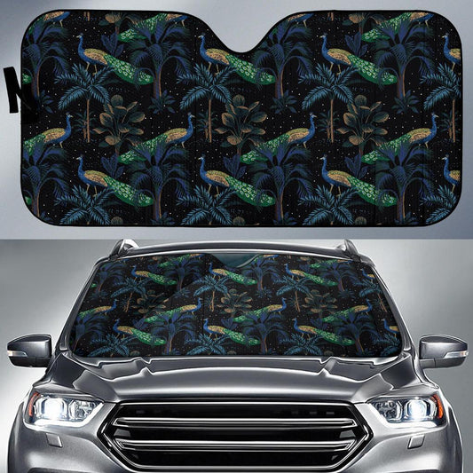 Rainforest Peacock Pattern Print Design A04 Car Sun Shades-JORJUNE.COM