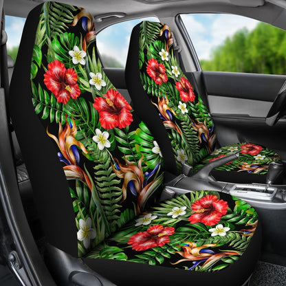 Hawaiian flower red Hibiscus tropical Universal Fit Car Seat Covers