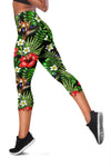 Rainforest Red Hibiscus Women Capris