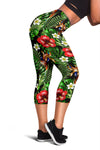 Rainforest Red Hibiscus Women Capris