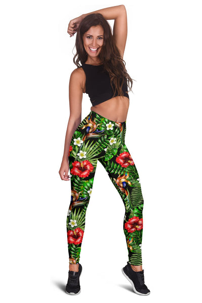 Rainforest Red Hibiscus Women Leggings