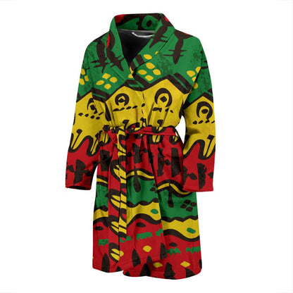 Rasta Pattern Print Design A01 Men Bathrobe-JORJUNE.COM