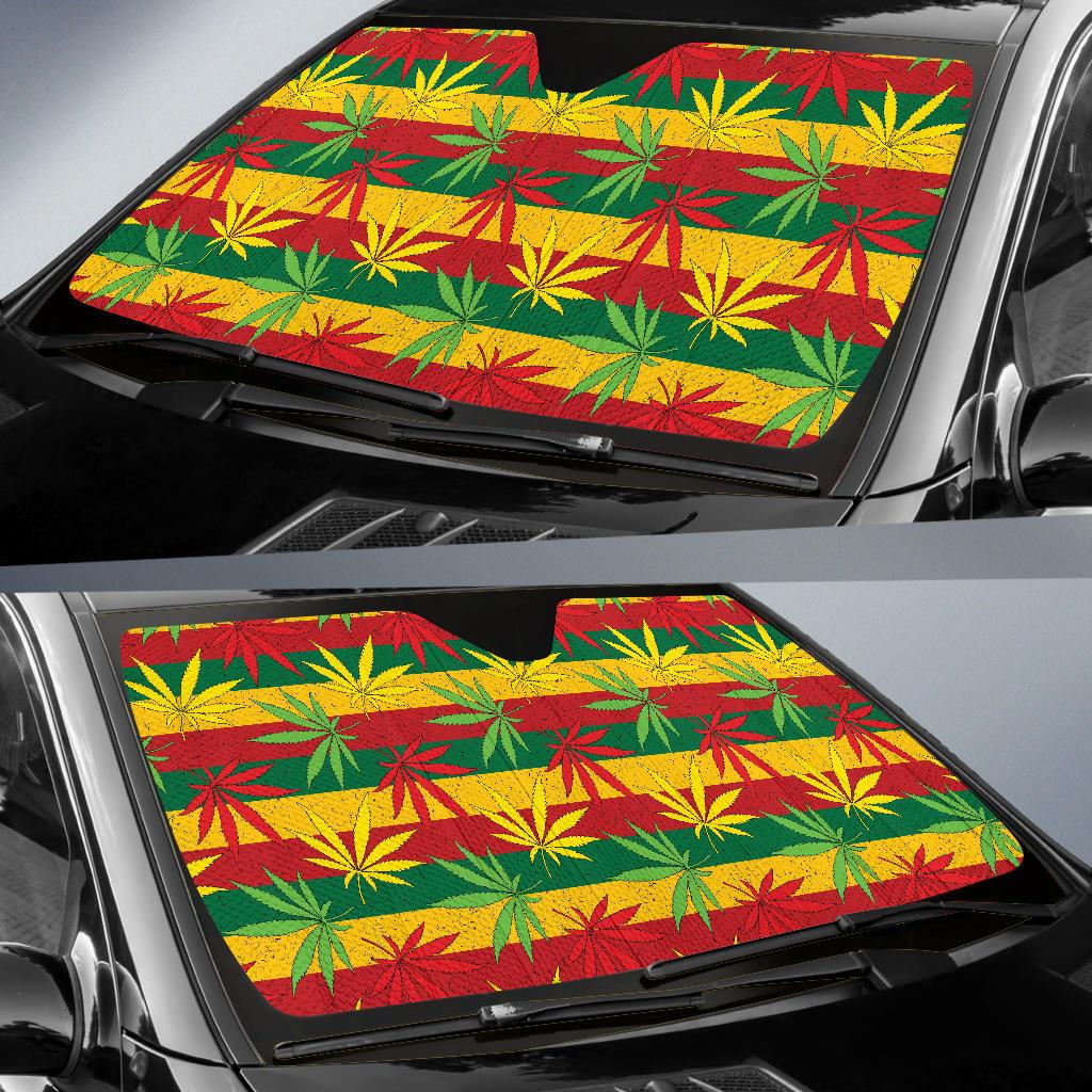 Rasta Pattern Print Design A03 Car Sun Shades-JORJUNE.COM