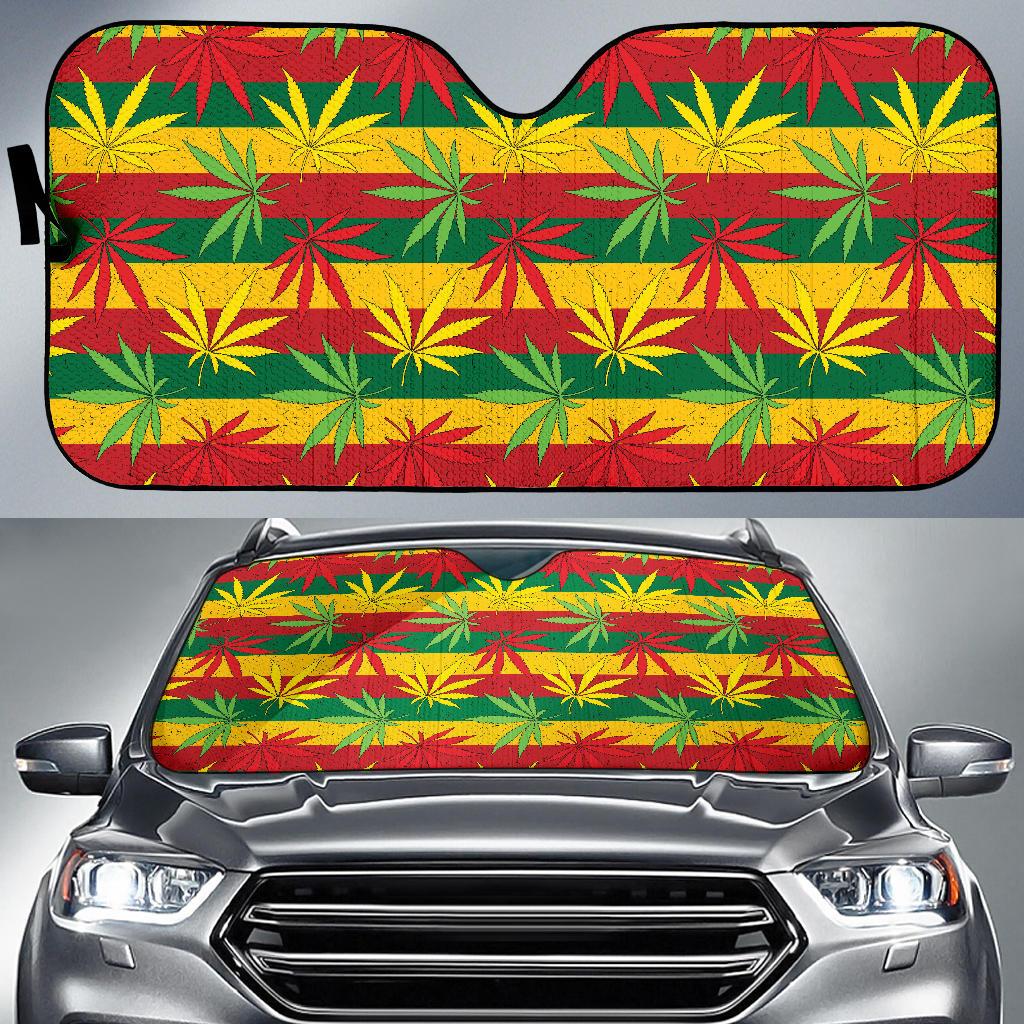 Rasta Pattern Print Design A03 Car Sun Shades-JORJUNE.COM