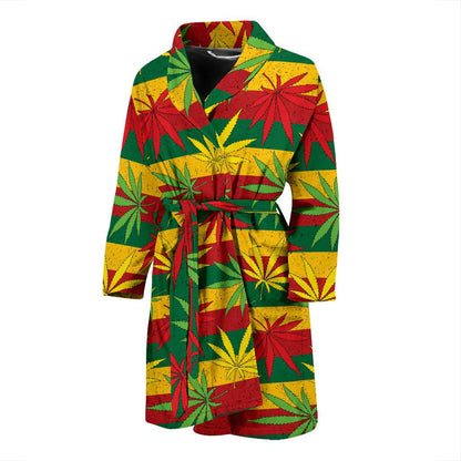 Rasta Pattern Print Design A03 Men Bathrobe-JORJUNE.COM