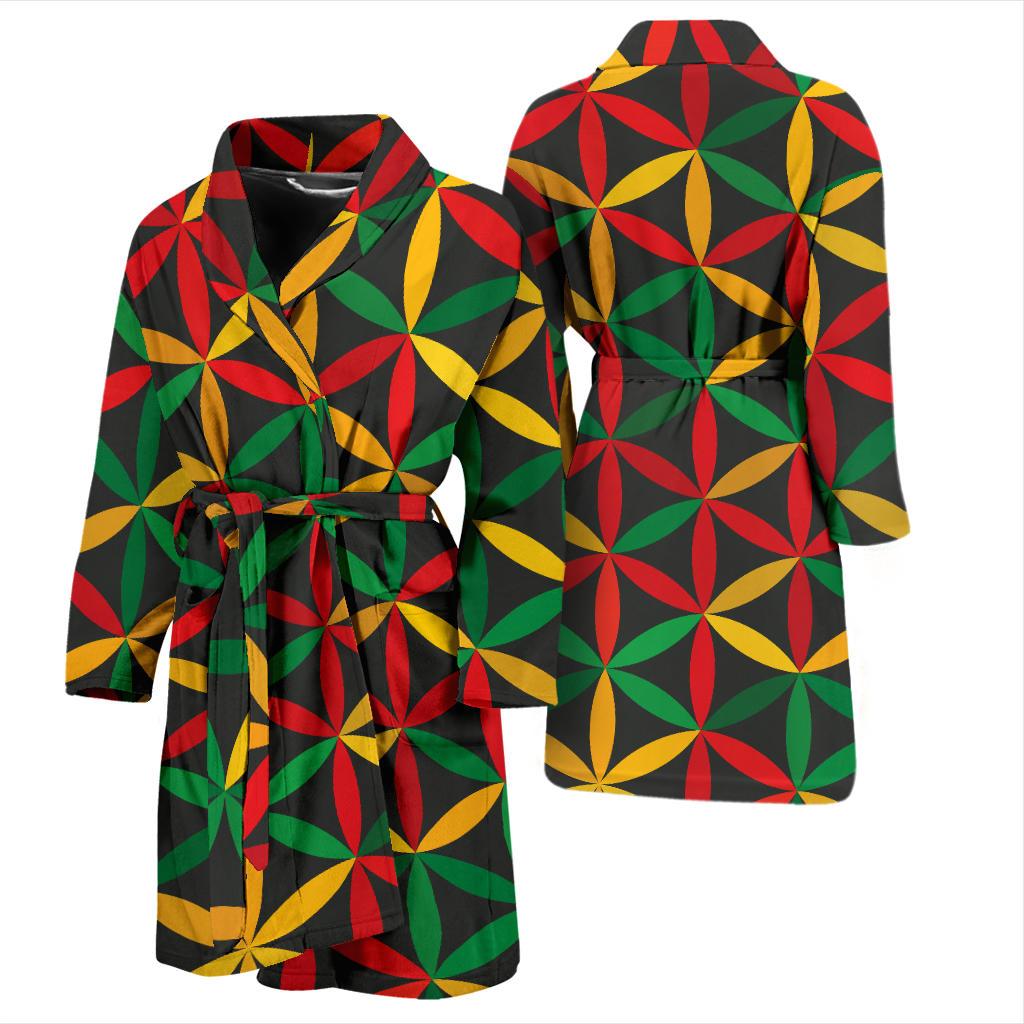 Rasta Pattern Print Design A04 Men Bathrobe-JORJUNE.COM