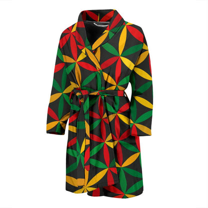Rasta Pattern Print Design A04 Men Bathrobe-JORJUNE.COM