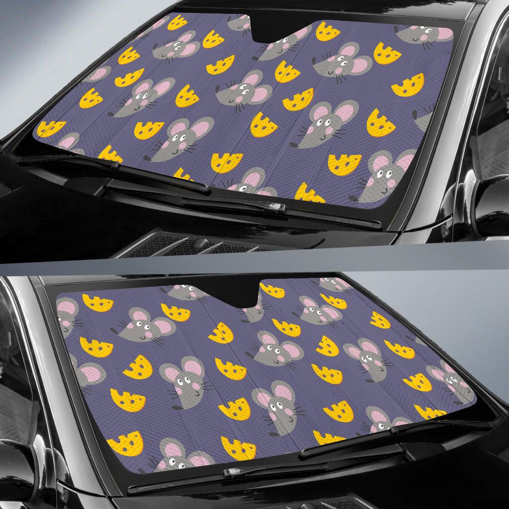 Rat With Cheese Pattern Print Design 01 Car Sun Shades-JORJUNE.COM