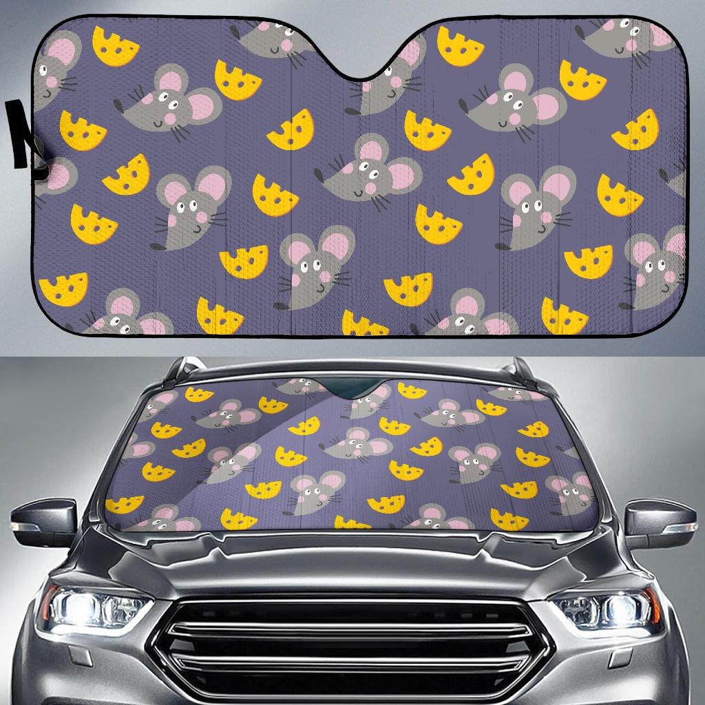 Rat With Cheese Pattern Print Design 01 Car Sun Shades-JORJUNE.COM