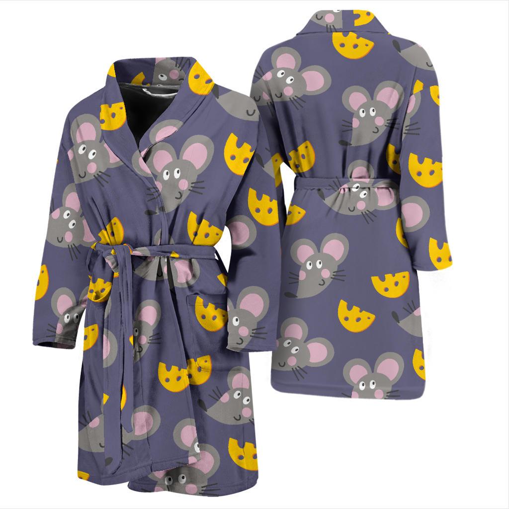 Rat With Cheese Pattern Print Design 01 Men Bathrobe-JORJUNE.COM