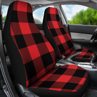 Red Black Buffalo Tartan Plaid Pattern Universal Fit Car Seat Covers-JorJune
