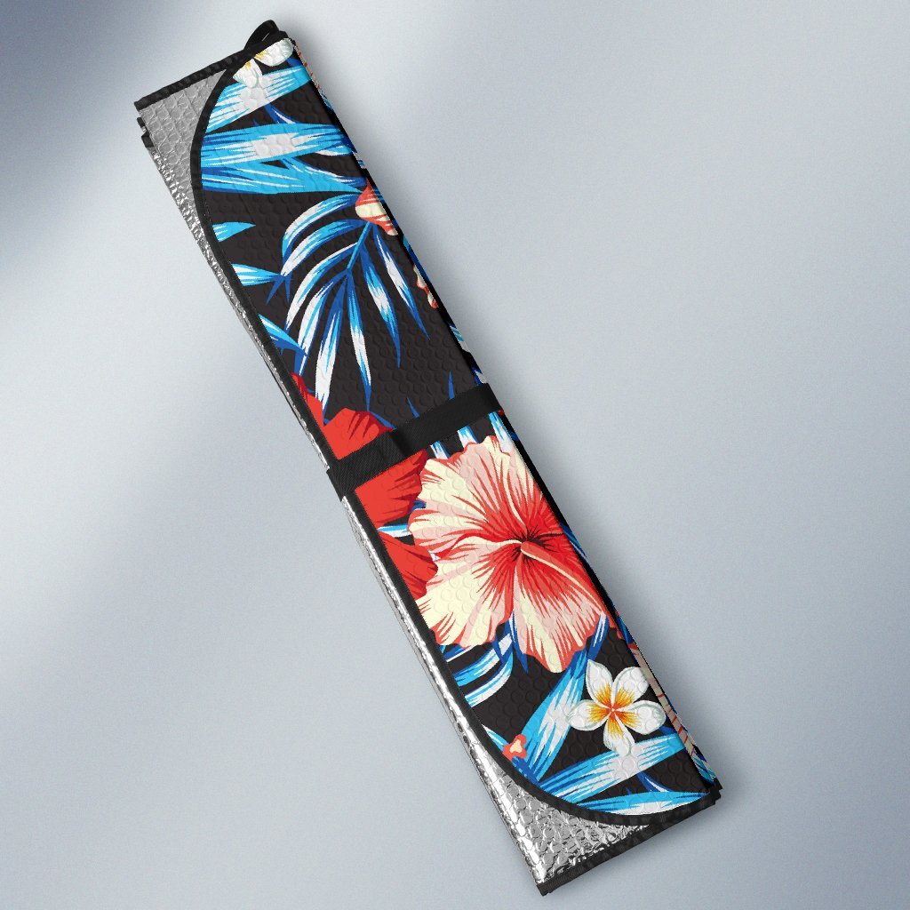 Red Hibiscus Blue Scene Car Sun Shade-JorJune
